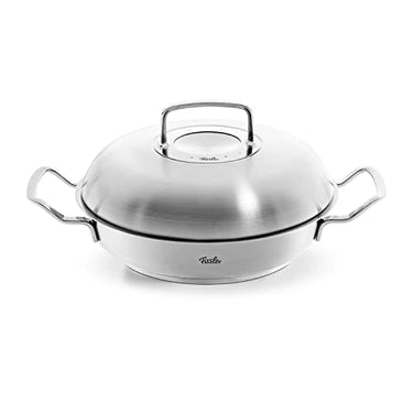 Fissler Original-Profi Collection/Stainless Steel Serving Pan (Ø 28 cm, 3.0L) round roaster with high-capacity lid, high rim, uncoated - Induction on Sale